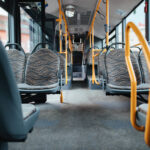 Public bus with no people during COVID-19 worldwide epidemic.